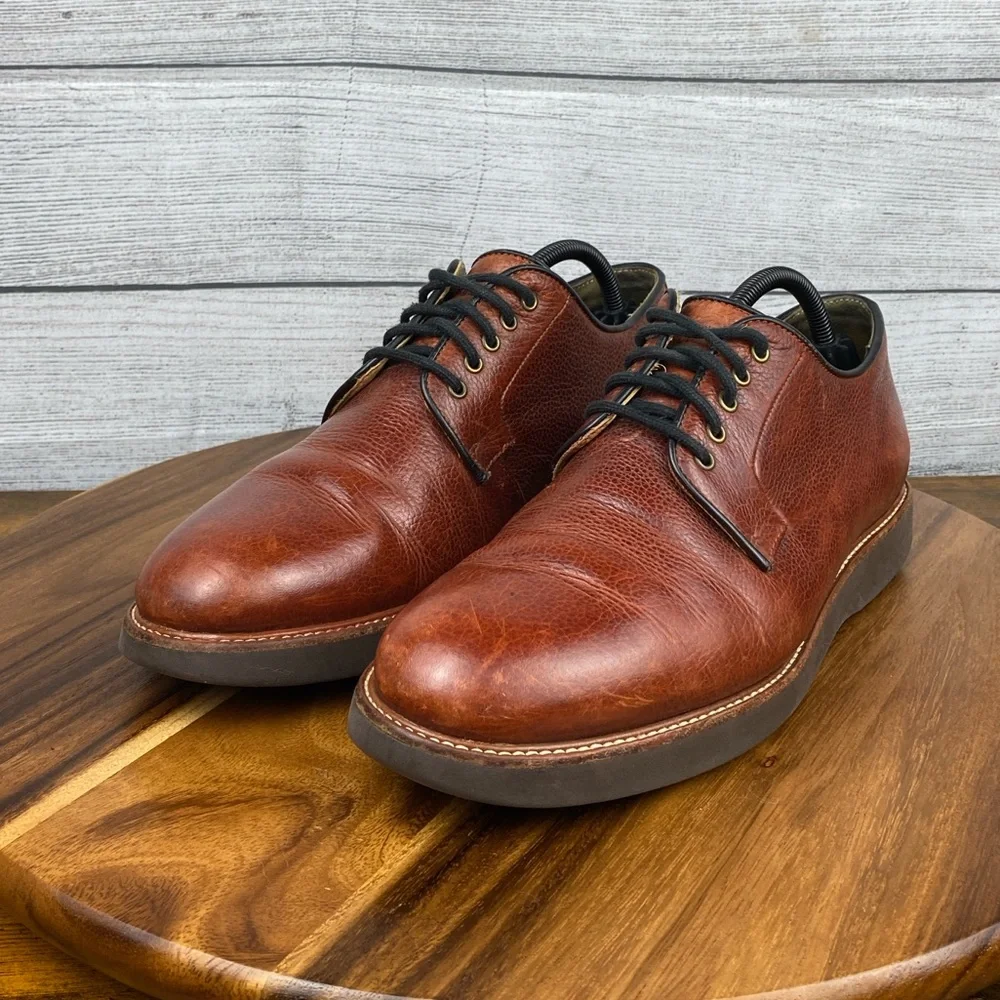 Samuel Hubbard Highlander Pebbled Leather Comfort Oxford Red Brown Mens Size 9.5